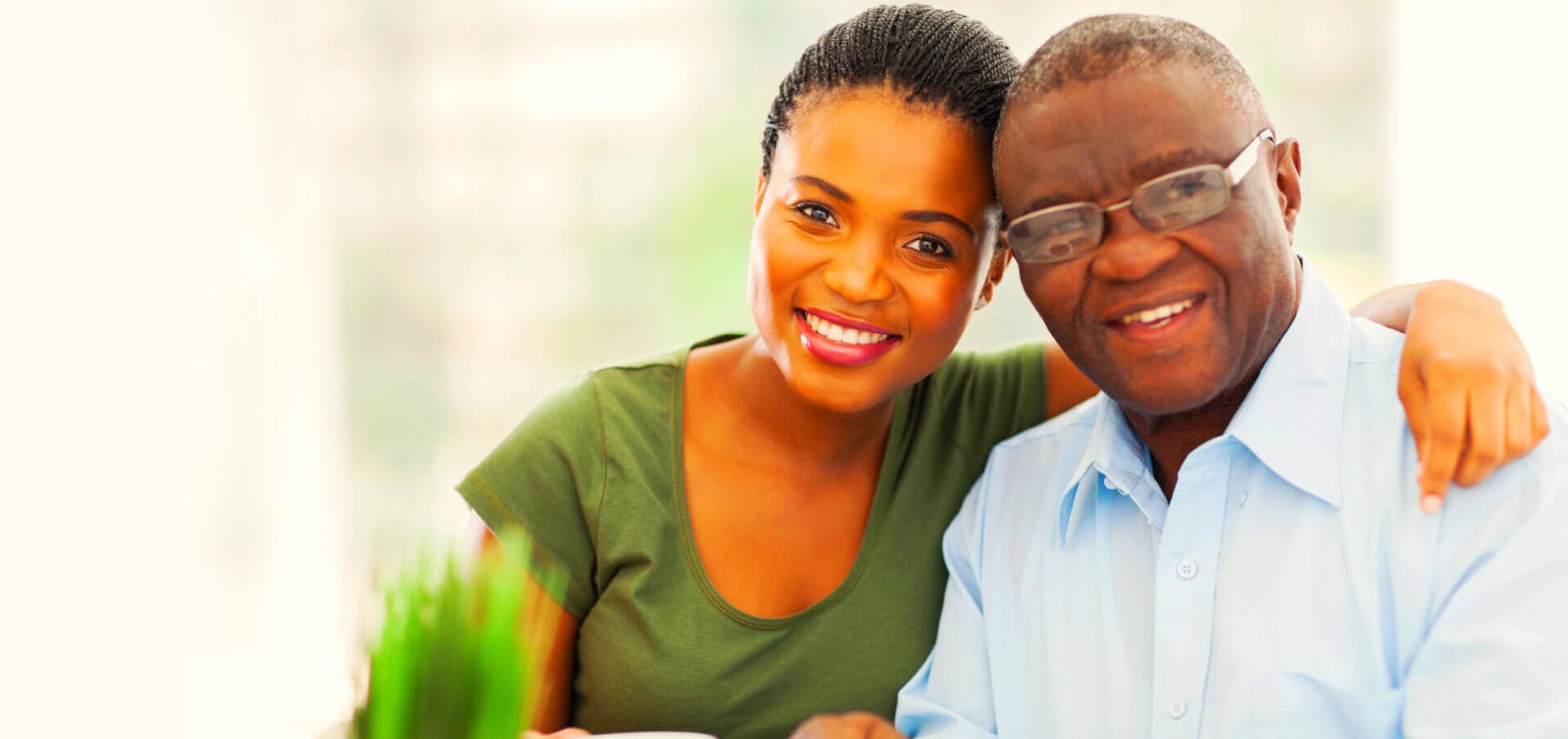 elder man with caregiver