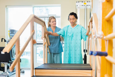 a nurse taking care of a man