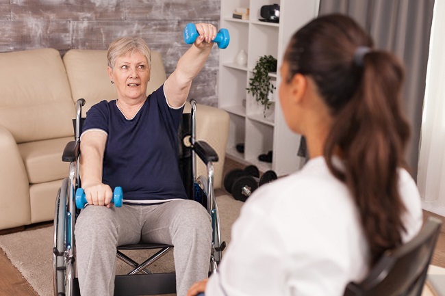 a woman exercising